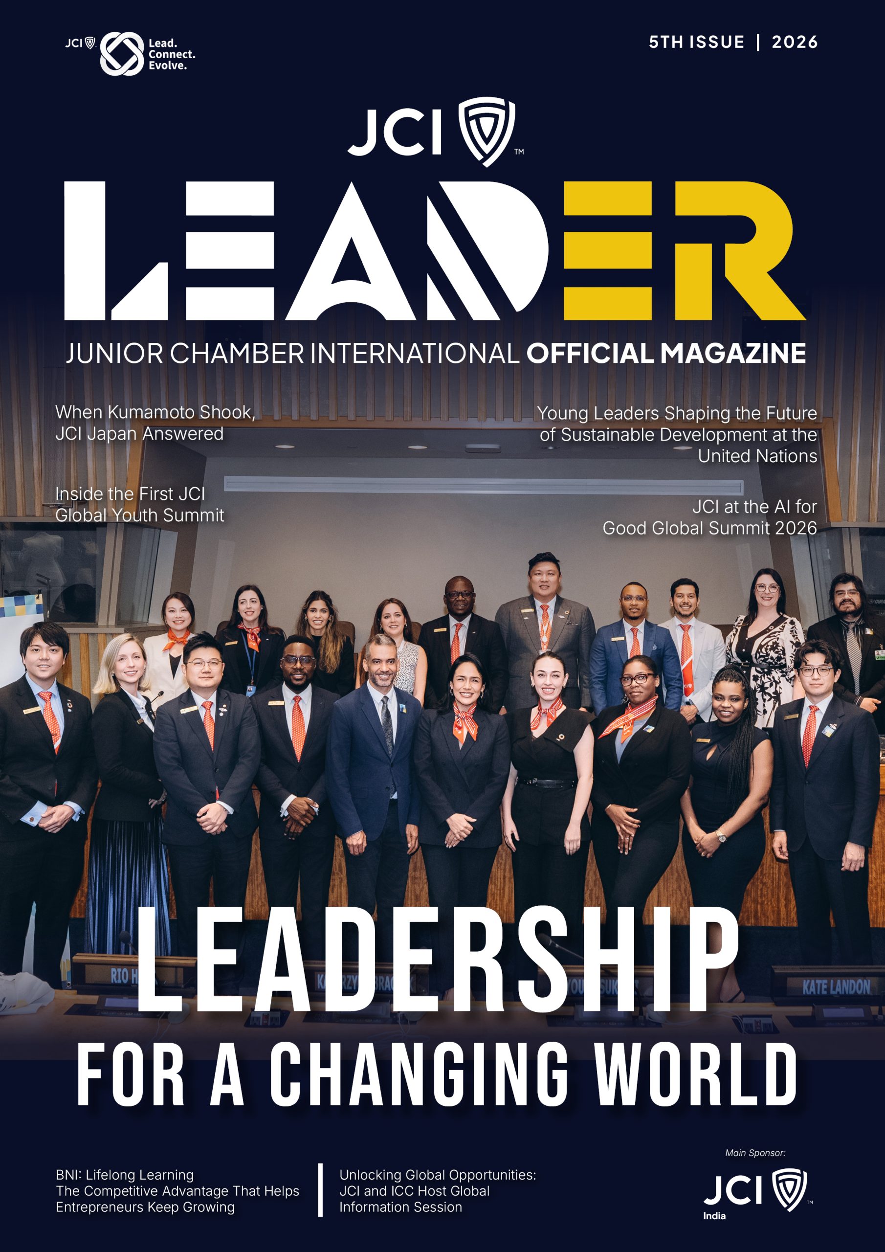 LEADER Magazine 5th Issue 2026 cover, headline Leadership for a Changing World